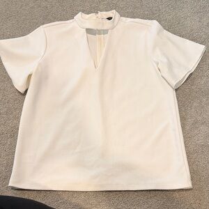 Ann Taylor Cream Blouse with Keyhole Neckline